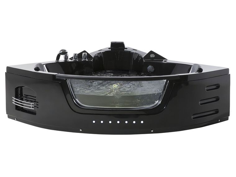 Whirlpool Badewanne schwarz Eckmodell mit LED 198 x 144 cm MARTINICA_763721