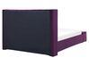 Sametová postel s lavicí 160 x 200 cm, fialová NOYERS_794231