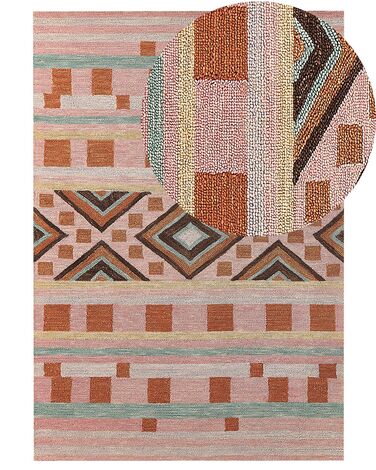 Alfombra de lana marrón/verde/naranja/rosa 160 x 230 cm YOMRA