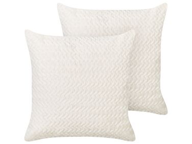 Set of 2 Embossed Cushions White SURMI