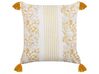 Cotton Cushion Flower Pattern 45x45 cm Yellow and White BILOBA_838592