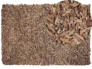 Kožený koberec 160 x 230 cm béžový MUT