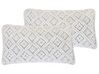 Set of 2 Cotton Macrame Cushions 30 x 50 cm White ALATEPE_801526