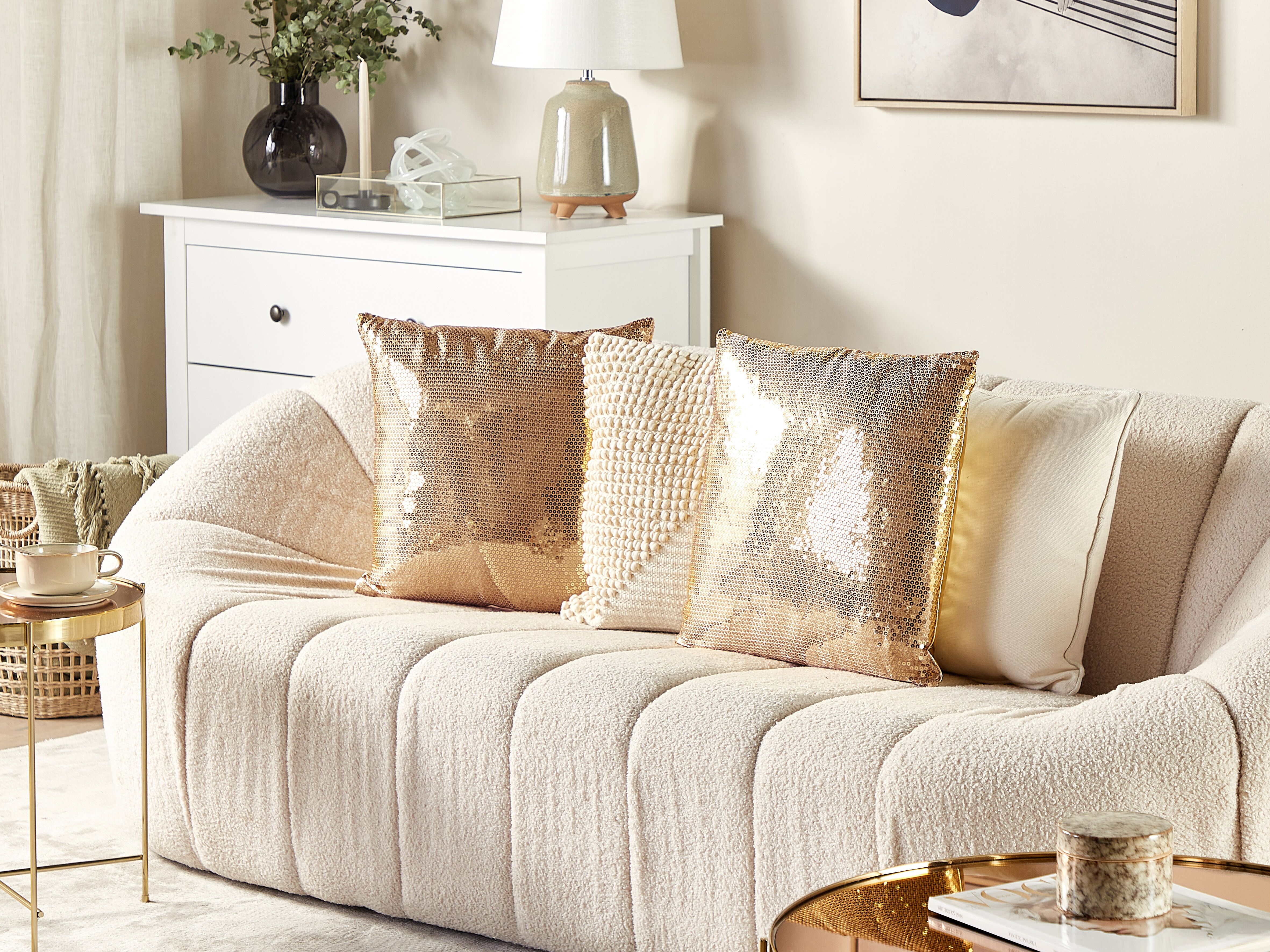 gold sequin cushions