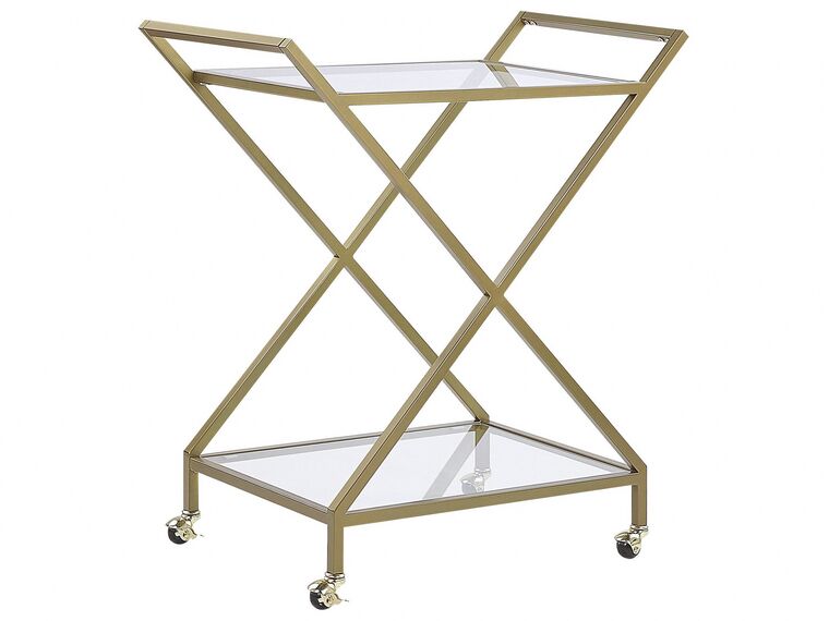 Metal Drinks Trolley with Glass Top Gold IVERA_797862