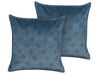Set of 2 Velvet Cushions Geometric Pattern 45 x 45 cm Dark Blue SESELI_838227