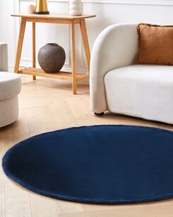 Pyöreä matto viskoosi laivastonsininen ⌀ 140 cm GESI II