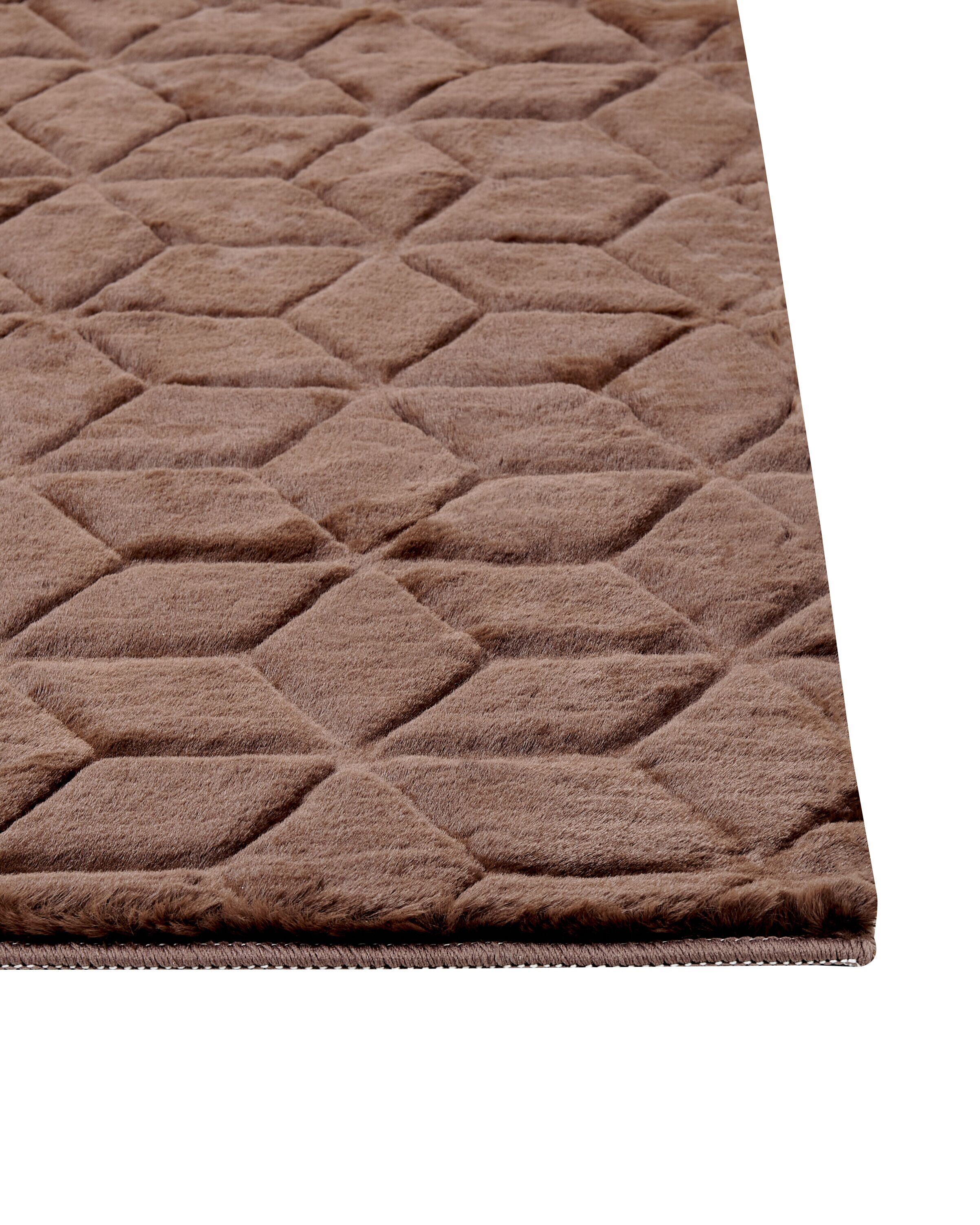 Faux Rabbit Fur Rug 80 x 150 cm Brown THATTA | Beliani.co.uk