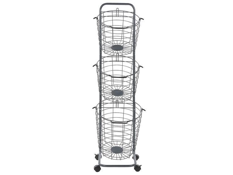3 Tier Metal Wire Basket Stand Grey AYAPAL_813268