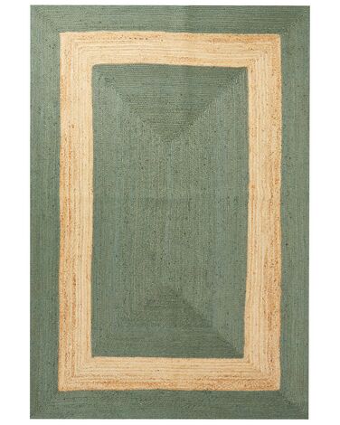 Teppich Jute grün / beige 200 x 300 cm geometrisches Muster Kurzflor KARAKUYU
