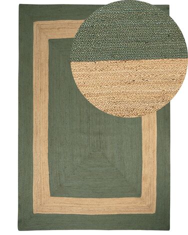 Teppich Jute grün / beige 200 x 300 cm geometrisches Muster Kurzflor KARAKUYU