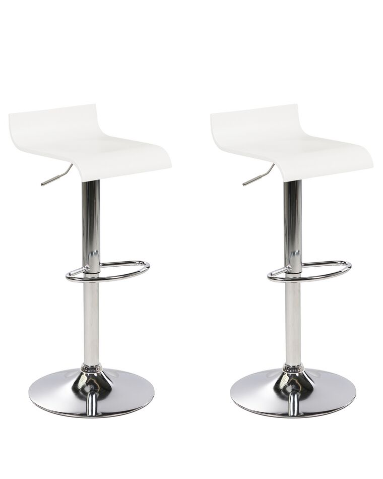 Conjunto de 2 sillas de bar de madera blanco/plateado VALENCIA_226816