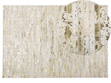 Kožený koberec 140 x 200 cm béžová/zlatá TOKUL