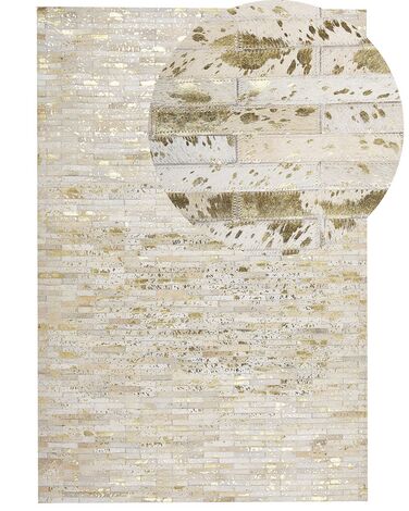 Vloerkleed patchwork goud/beige 140 x 200 cm TOKUL