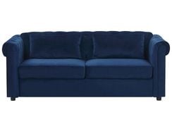 Sininen samettiverhoiltu vuodesohva CHESTERFIELD Sininen samettiverhoiltu vuodesohva CHESTERFIELD