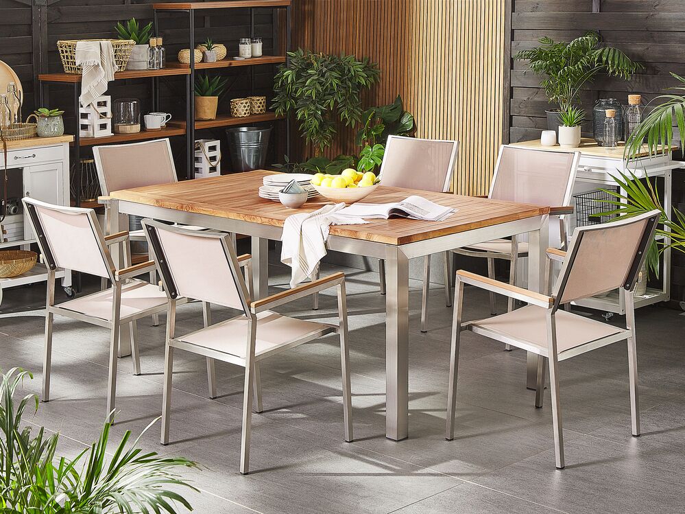 Gartenmobel Set Teakholz 180 Cm 6 Sitzer Textilbespannung Beige Grosseto Kauf Ohne Risiko Auf Rechnung Mit 100 Tage Ruckgaberecht Gartenmöbel Set Teakholz