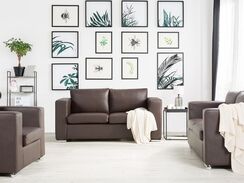 Ruskea 3-istuttava nahkasohva HELSINKI