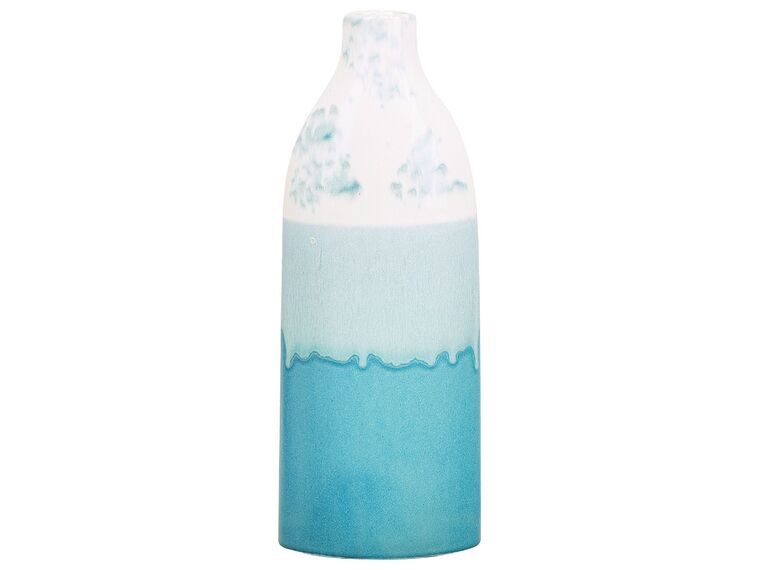 Stoneware Flower Vase 35 cm White and Blue CALLIPOLIS_810571