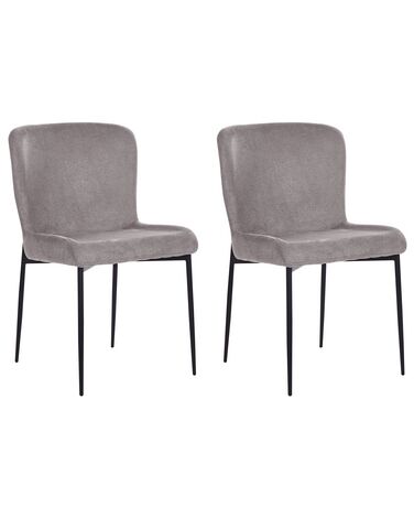 Set of 2 Fabric Chairs Dark Grey ADA