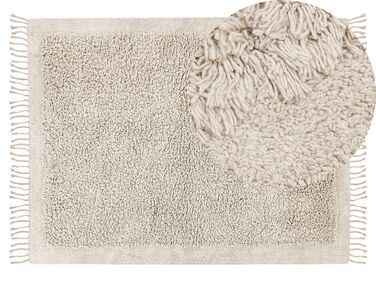 Teppich Baumwolle hellbeige 140 x 200 cm Fransen Shaggy BITLIS
