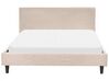 Fabric EU Double Size Bed Beige FITOU_875995