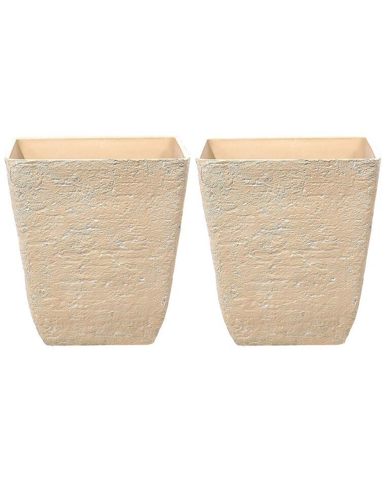 Set di 2 vasi quadrati per interno ed esterno beige 49 x 49 x 53 cm DELOS_841680