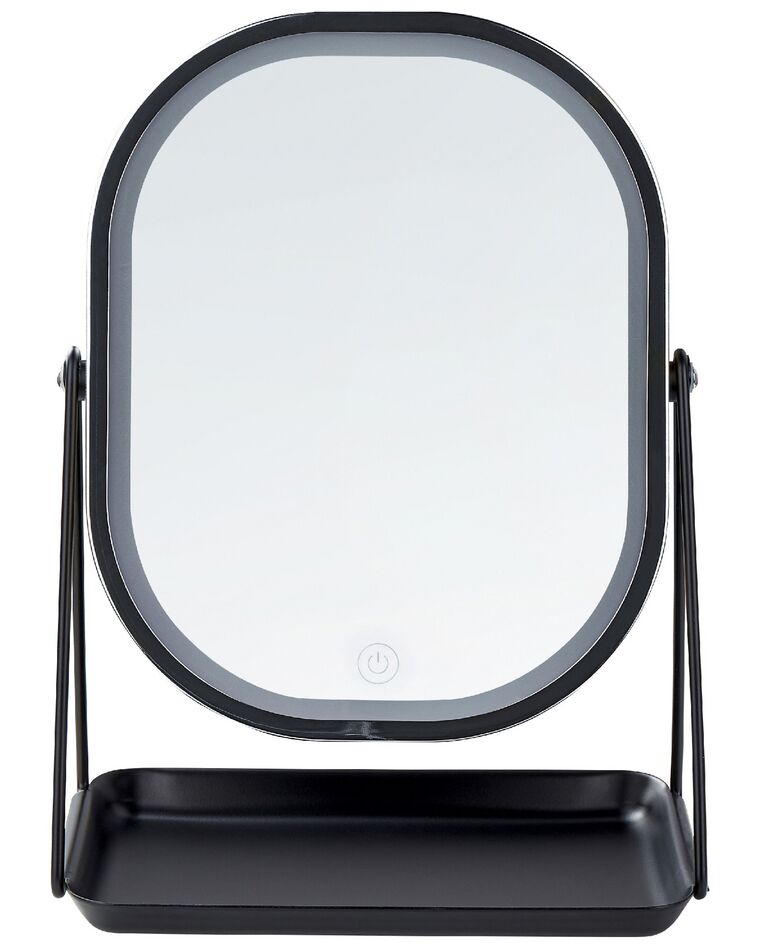 Espejo de maquillaje LED de metal plateado/negro 20 x 32 cm DORDOGNE_848327