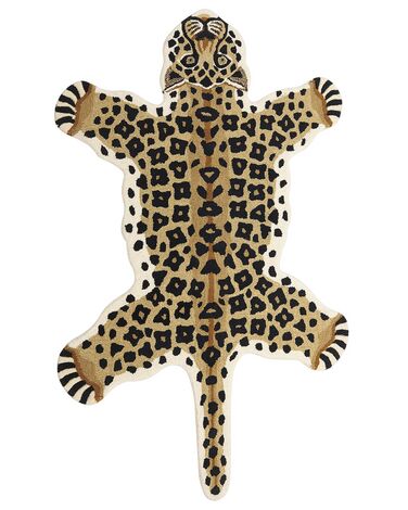 Kinderteppich Wolle beige / schwarz 100 x 160 cm Leopardenmotiv AZAAD