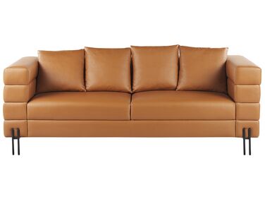 Sofa 3-osobowa ekoskóra brązowa GRANNA