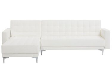 Right Hand Faux Leather Corner Sofa White ABERDEEN 
