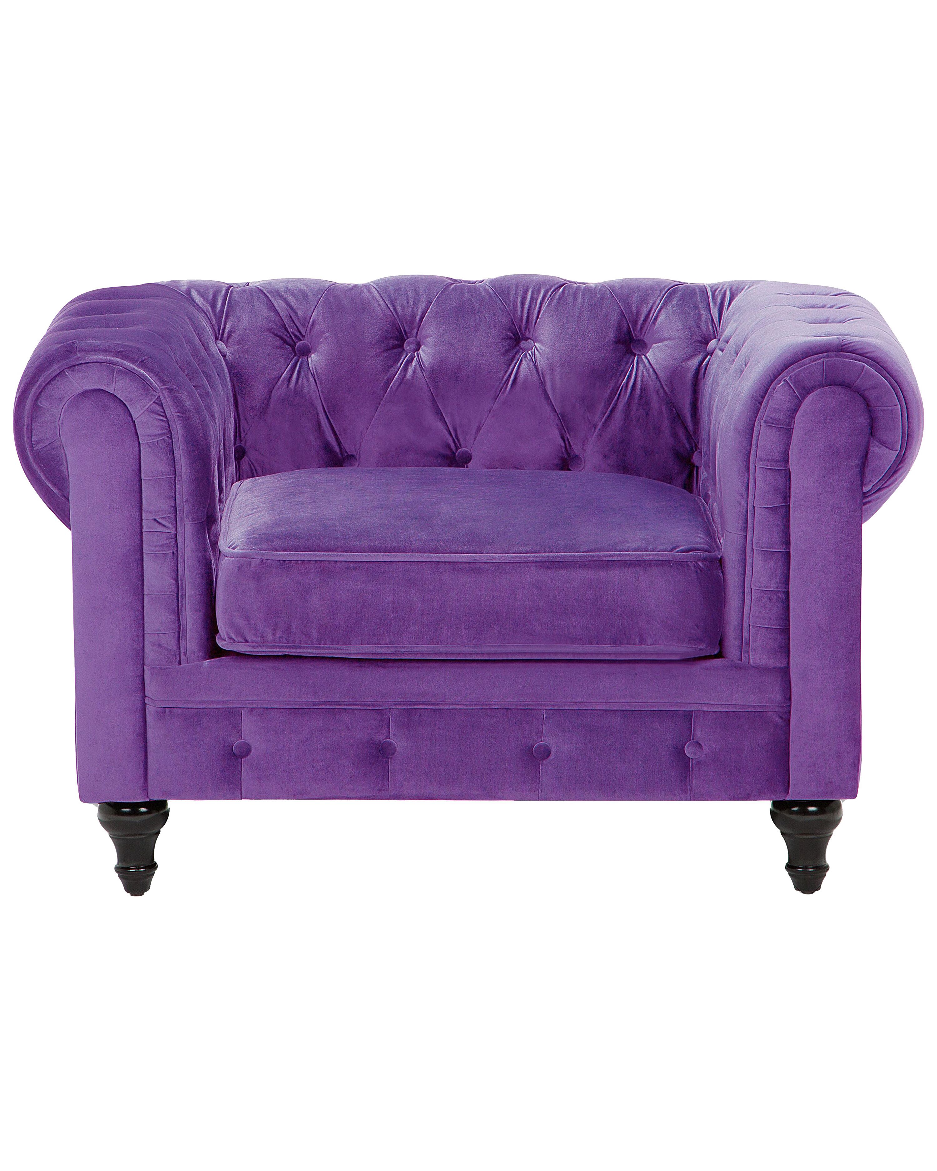 Velvet Armchair Purple CHESTERFIELD Beliani.co.uk