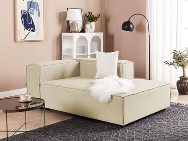 Left Hand Linen Chaise Lounge Beige APRICA