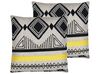 Set of 2 Embroidered Cushions 45 x 45 cm Black with Beige TAXUS_810861
