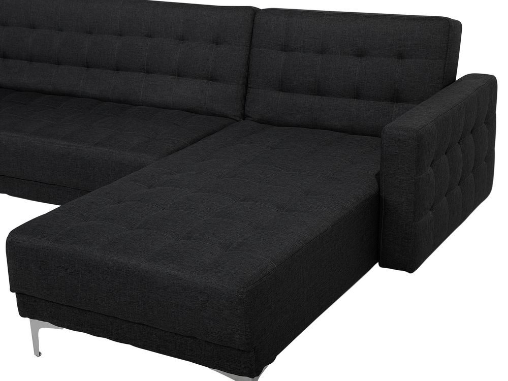 6 Seater UShaped Modular Fabric Sofa with Ottoman Graphite Grey