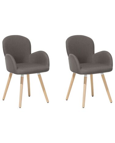	Conjunto de 2 sillas de comedor de poliéster gris pardo/madera clara BROOKVILLE