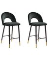 Conjunto de 2 sillas de bar de terciopelo negro/dorado FALTON_795823
