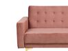 Sofá-cama de 3 lugares em veludo rosa ABERDEEN_736092