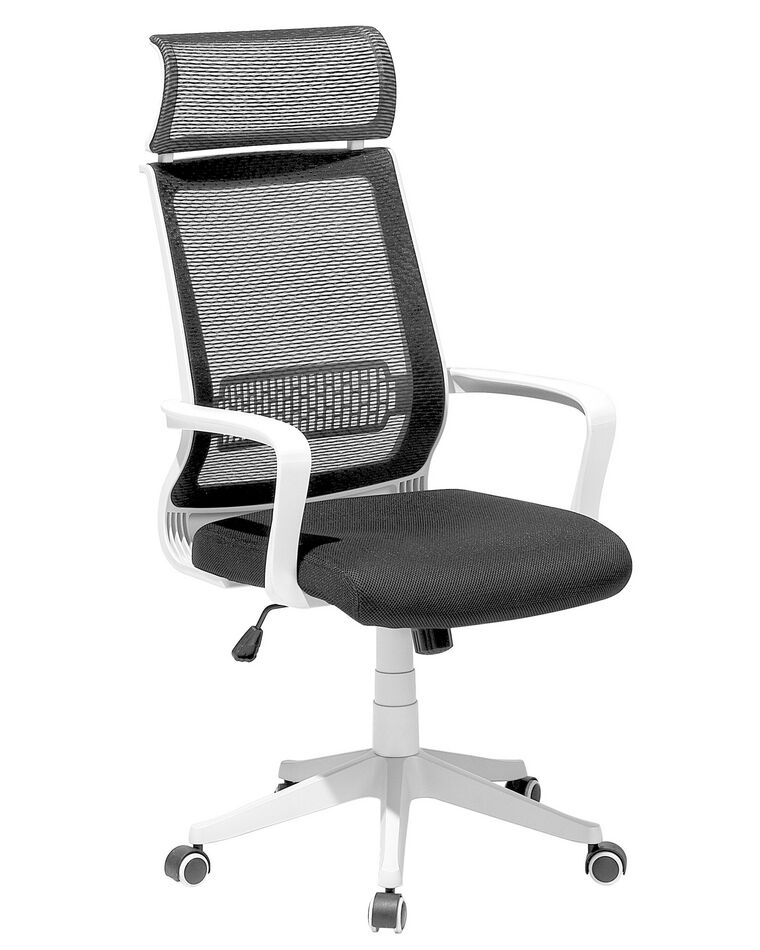 Krzesło biurowe regulowane czarno-białe LEADER_729861