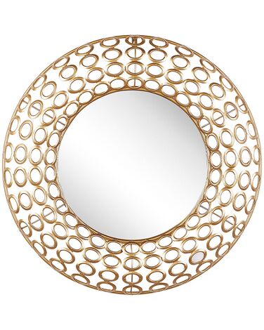 Okrúhle oceľové nástenné zrkadlo ⌀ 80 cm zlaté BOURDON