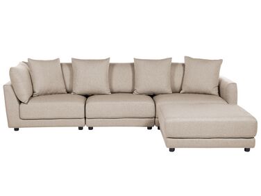 3 Seater Fabric Sofa with Ottoman Beige SIGTUNA