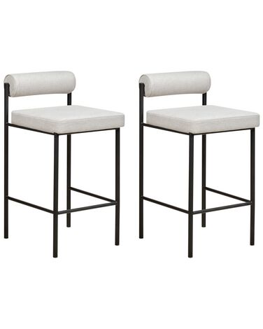 Set of 2 Fabric Bar Chairs Light Grey AMAYA