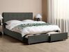 Fabric EU King Size Bed with Storage Dark Grey LA ROCHELLE_904615