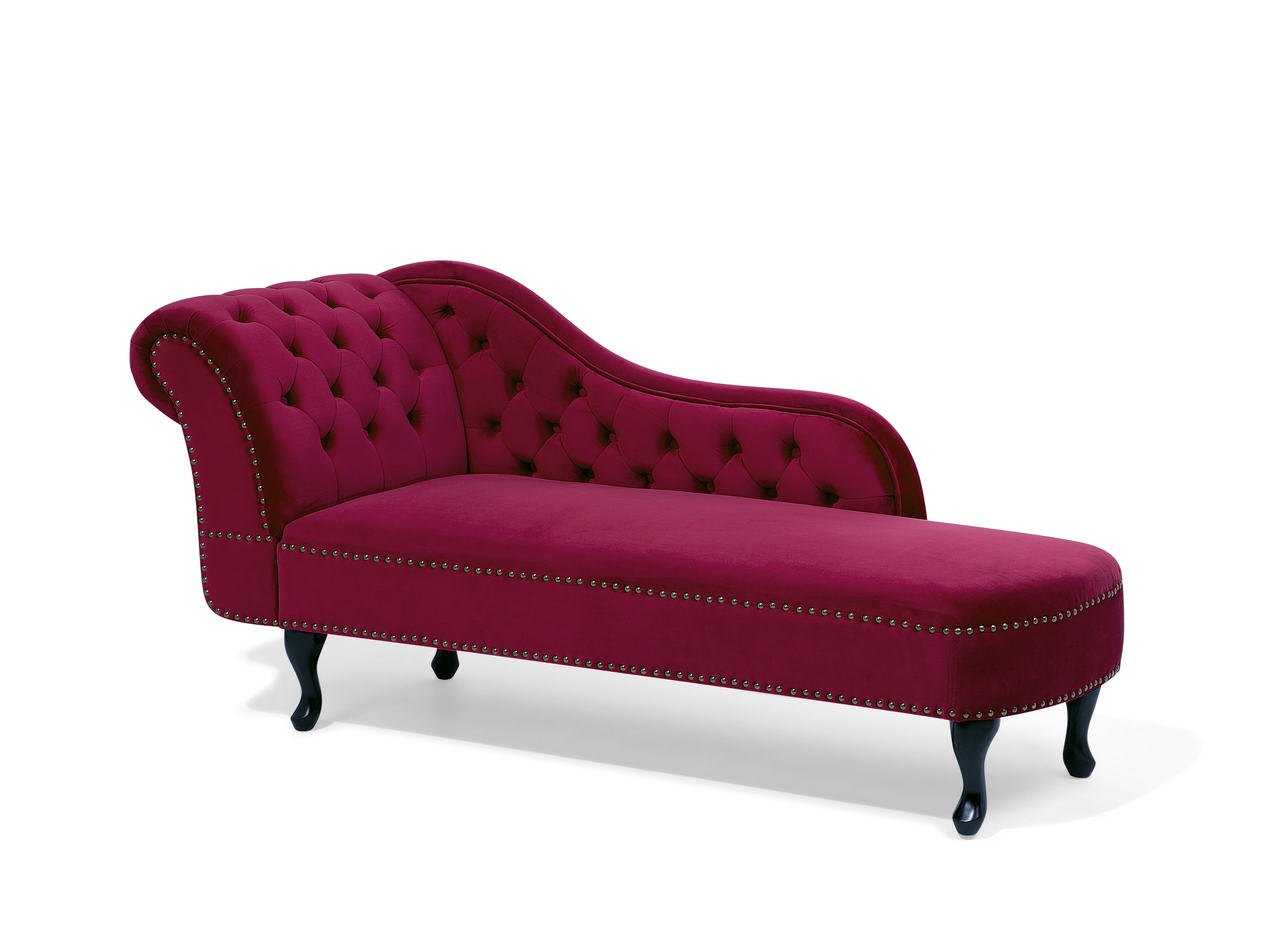 Left Hand Chaise Lounge Velvet Dark Red NIMES Beliani.se