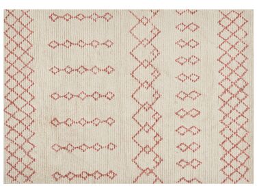 Cotton Area Rug 160 x 230 cm Beige and Pink BUXAR