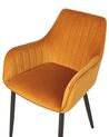 Spisebordsstol med armlæn orange velour sæt af 2 WELLSTON_901857
