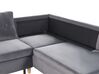 Canapé d'angle convertible en velours gris avec rangement LERUM_826098