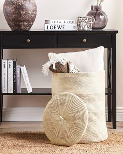 Puuvillakori vaalea beige ⌀ 44 cm SILOPI Puuvillakori vaalea beige ⌀ 44 cm SILOPI