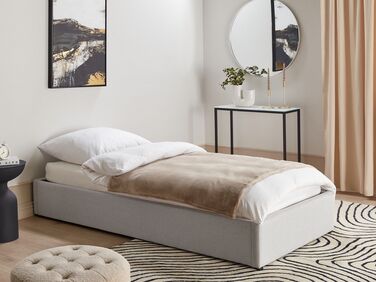 Fabric EU Single Size Ottoman Bed Light Grey DINAN
