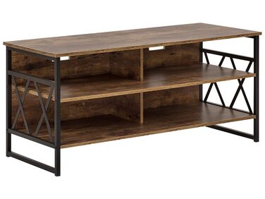 TV Stand Dark Wood with Black CARLISLE