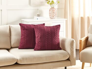 Set of 2 Cotton Cushions Burgundy CADETIA